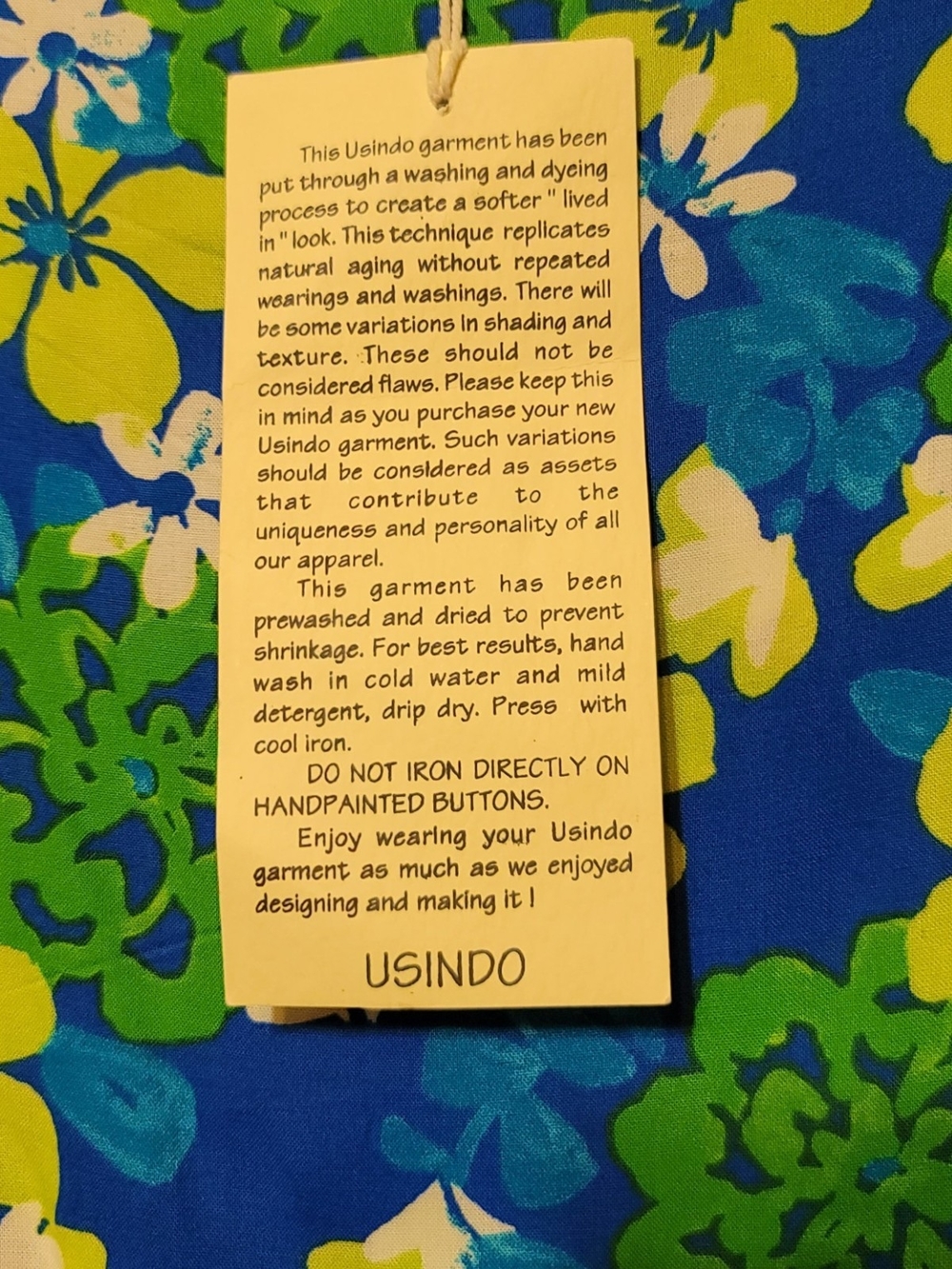 USINDO - Large Blue Floral Maxi Dress with Green & Yellow Blooms - Picture 6 of 8